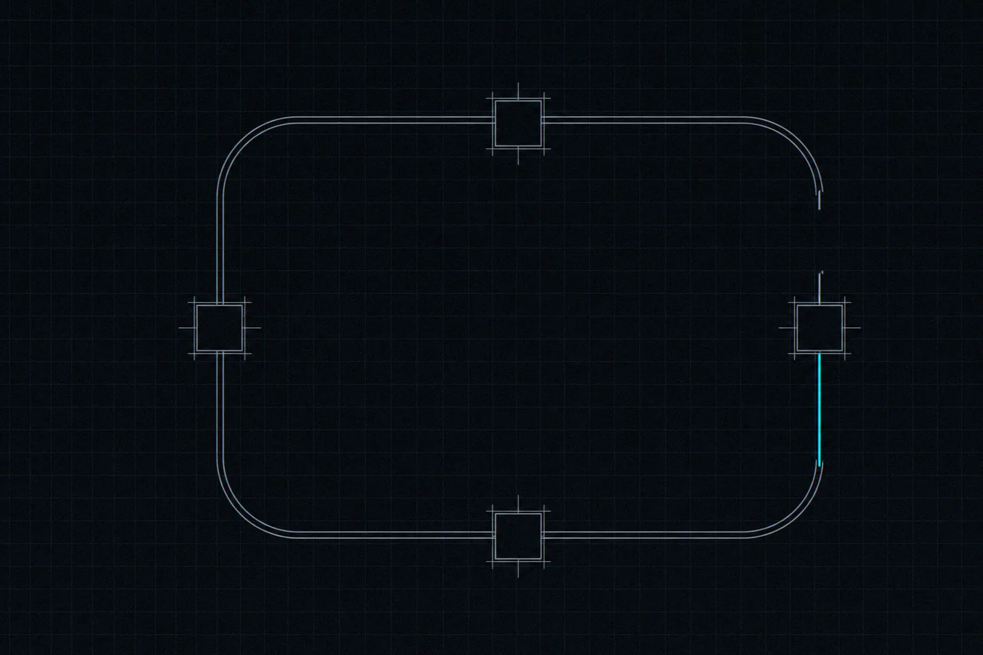 A four-station circuit running continuously with no end point